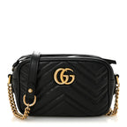 Calfskin Matelasse Mini GG Marmont Chain Shoulder Bag Black