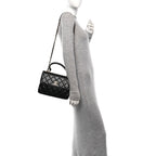 Lambskin Quilted Small Trendy CC Dual Handle Flap Bag Black