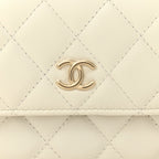 Calfskin Quilted Mini Maxi Pearls Wallet On Chain WOC White