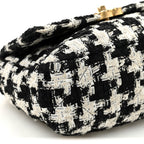 Tweed Quilted Medium Chanel 19 Flap Black Ecru White