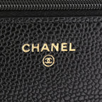 Caviar Quilted Wallet on Chain WOC Black