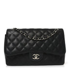 Caviar Quilted Jumbo Double Flap Black