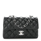 Lambskin Quilted Mini Rectangular Flap Black