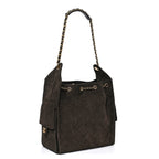 Suede Quilted Medium Chanel 25 Handbag Dark Brown