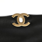 Shiny Goatskin Quilted Large Chanel 19 Flap Black