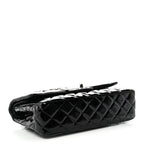 Patent Quilted Medium Double Flap Black