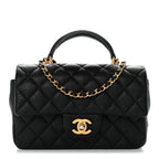 Caviar Quilted Mini Top Handle Rectangular Flap Black