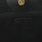 Caviar Medium Studded Deauville Tote Black
