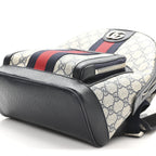 GG Supreme Monogram Textured Dollar Calfskin Web Small Ophidia Day Backpack Beige Blue Black