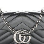 Metallic Lambskin Matelasse Mini GG Marmont Shoulder Bag Piombo