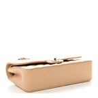 Caviar Quilted Medium Double Flap Beige