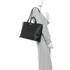 Textured Dollar Calfskin Medium Ophidia Shoulder Tote Bag Black