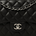 Caviar Quilted Jumbo Double Flap Dark Brown