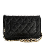 Caviar Quilted Wallet on Chain WOC Black