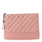 Aged Calfskin Quilted Medium Gabrielle Cosmetic Case Pink