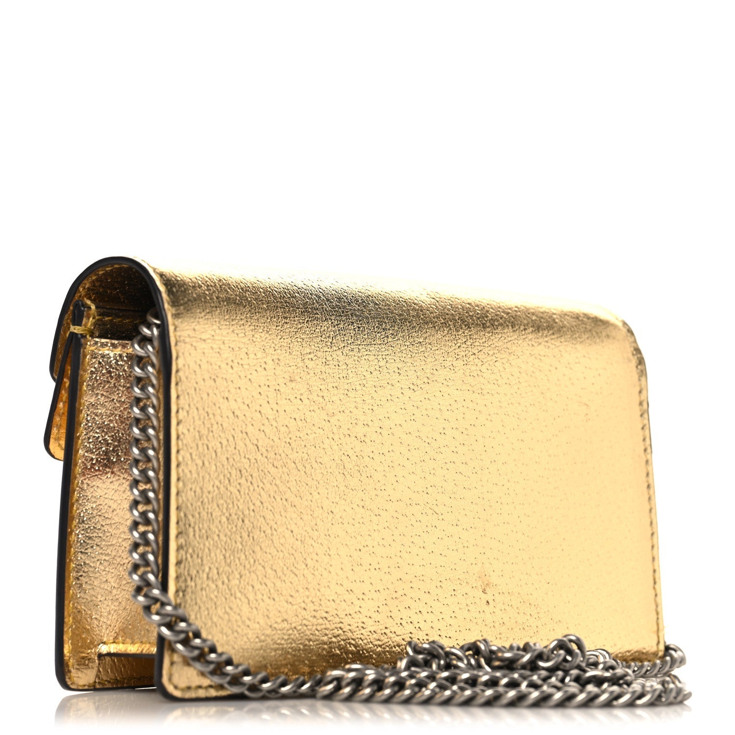 Metallic Calfskin Super Mini Dionysus Shoulder Bag Gold