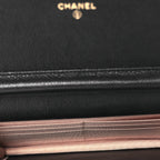 Grained Calfskin Quilted Cuba Wallet On Chain WOC Black