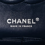 Lambskin Quilted Medium Double Flap Navy
