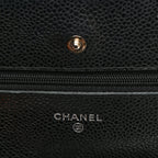 Caviar Quilted Wallet on Chain WOC Black