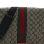GG Supreme Monogram Web Flap Messenger Bag Black