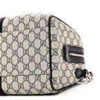 GG Supreme Monogram Web Medium Ophidia Top Handle Bag Beige Blue