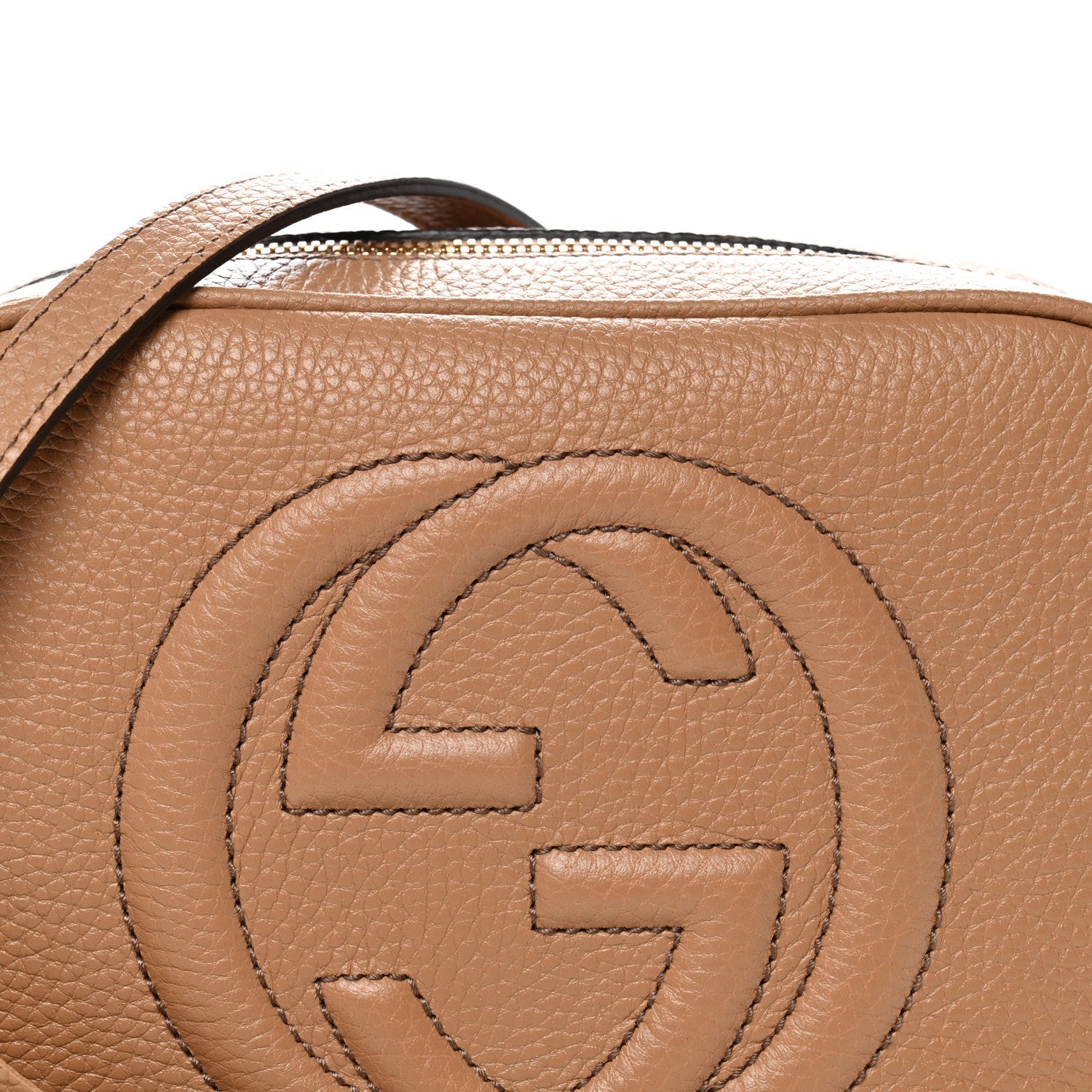 Pebbled Calfskin Small Soho Disco Bag Camelia