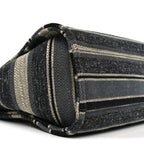 Striped Canvas Small Deauville Tote Dark Grey