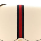 Textured Calfskin Small Ophidia Flap Messenger Bag Mystic White