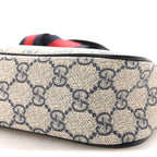 GG Supreme Monogram Textured Dollar Calfskin Web Small Ophidia GG Handbag Beige Blue