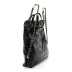Shiny Calfskin Quilted Chanel 22 Backpack Black