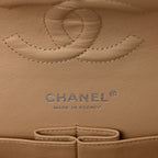 Lambskin Quilted Medium Double Flap Beige