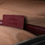Vintage Effect Calfskin Matelasse Diagonal Small Torchon GG Marmont Bamboo Top Handle Shoulder Bag Black Romantic Cherry