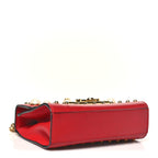 Calfskin Studded Small Padlock Shoulder Bag Hibiscus Red