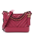 Aged Calfskin Chevron Quilted Small Gabrielle Hobo Dark Pink