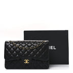 Caviar Quilted Jumbo Double Flap Black