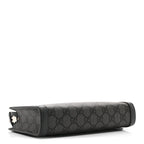 GG Supreme Monogram Textured Dollar Calfskin Web Small Ophidia Shoulder Bag  Grey Black Graphite Grey