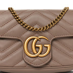 Calfskin Matelasse Super Mini GG Marmont Shoulder Bag Porcelain Rose
