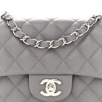 Caviar Quilted Mini Rectangular Flap Grey