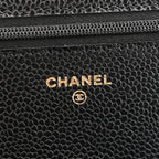 Caviar Quilted Wallet on Chain WOC Black