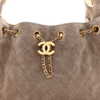 Suede Quilted Mini Chanel 25 Handbag Dark Grey