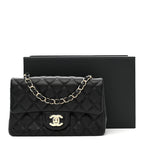 Lambskin Quilted Mini Rectangular Flap Black