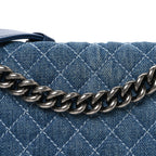 Denim Quilted Large Boy Flap Blue