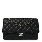 Caviar Quilted Medium Double Flap Black