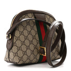 GG Supreme Monogram Textured Dollar Calfskin Web Small Ophidia Dome Shoulder Bag Beige Ebony New Acero