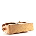 Metallic Lambskin Quilted Medium Double Flap Golden