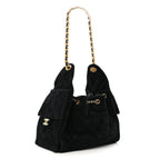 Suede Quilted Small Chanel 25 Handbag Black