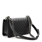 Grained Calfskin Quilted Medium Boy Flap Black