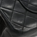 Lambskin Quilted Medium Double Flap Black