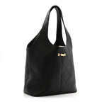 Calfskin Quilted Large Shopping Bag Black