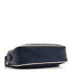 Vintage Effect Calfskin Matelasse Diagonal Small Torchon GG Marmont Chain Shoulder Bag Blue Agata Mystic White